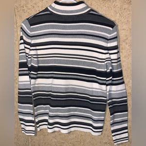 Karen Scott Size Medium 100% Cotton Striped Knit Sweater Stretch Casual